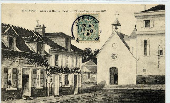 La place de l'Eglise, telle qu'ont dû la connaître les Révolutionnaires. Au fond, l'entrée de l'église Sainte-Marie-Madeleine, devenue temple de la Raison (Archives Municipales, 4 Fi MAI 7)