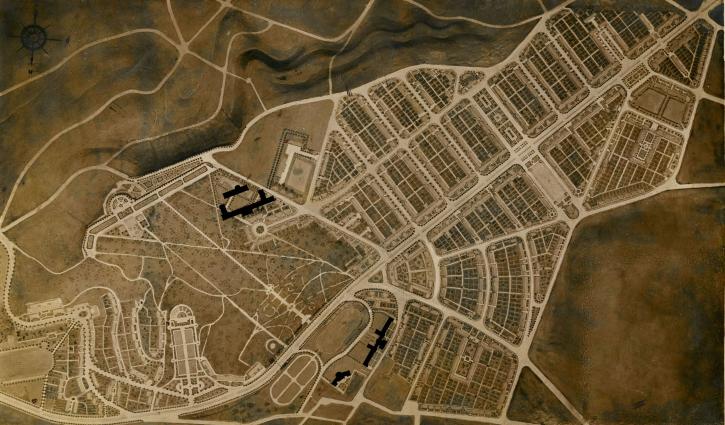 Plan du premier projet de la cité-jardin haute conçu en 1919.